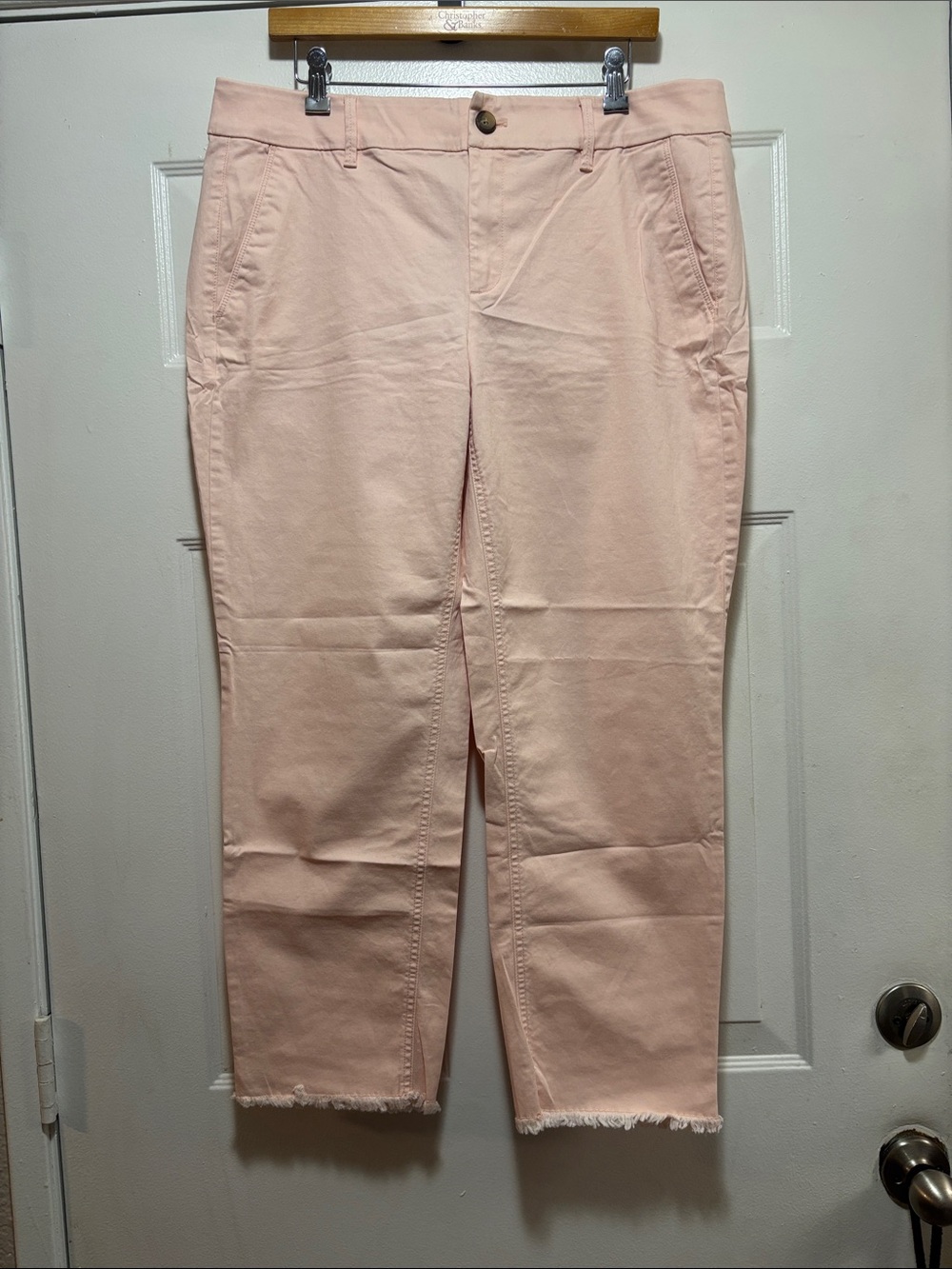 LOFT Pale Pink Cropped Straight-Leg Pants